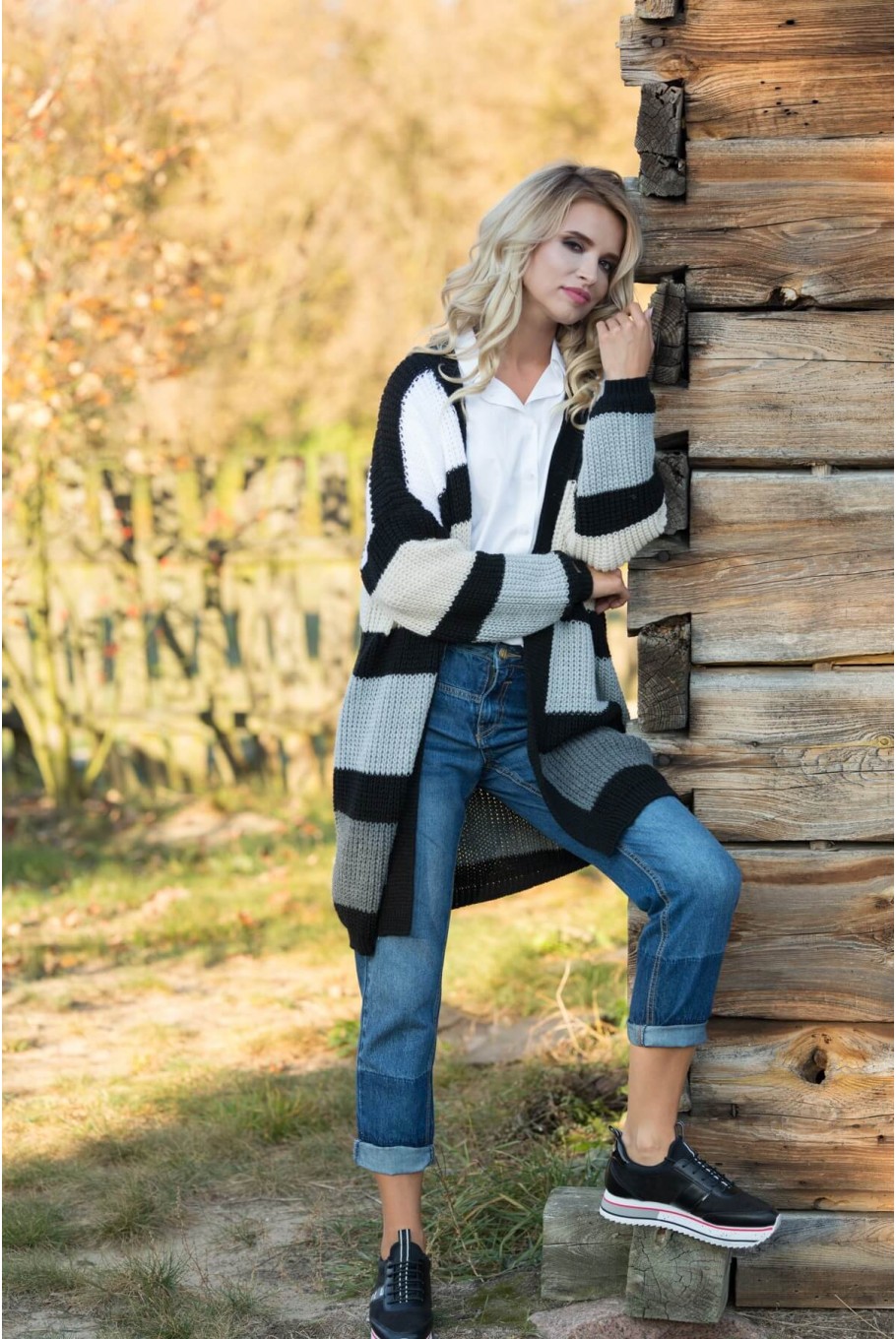 cardigan cu dungi colorat