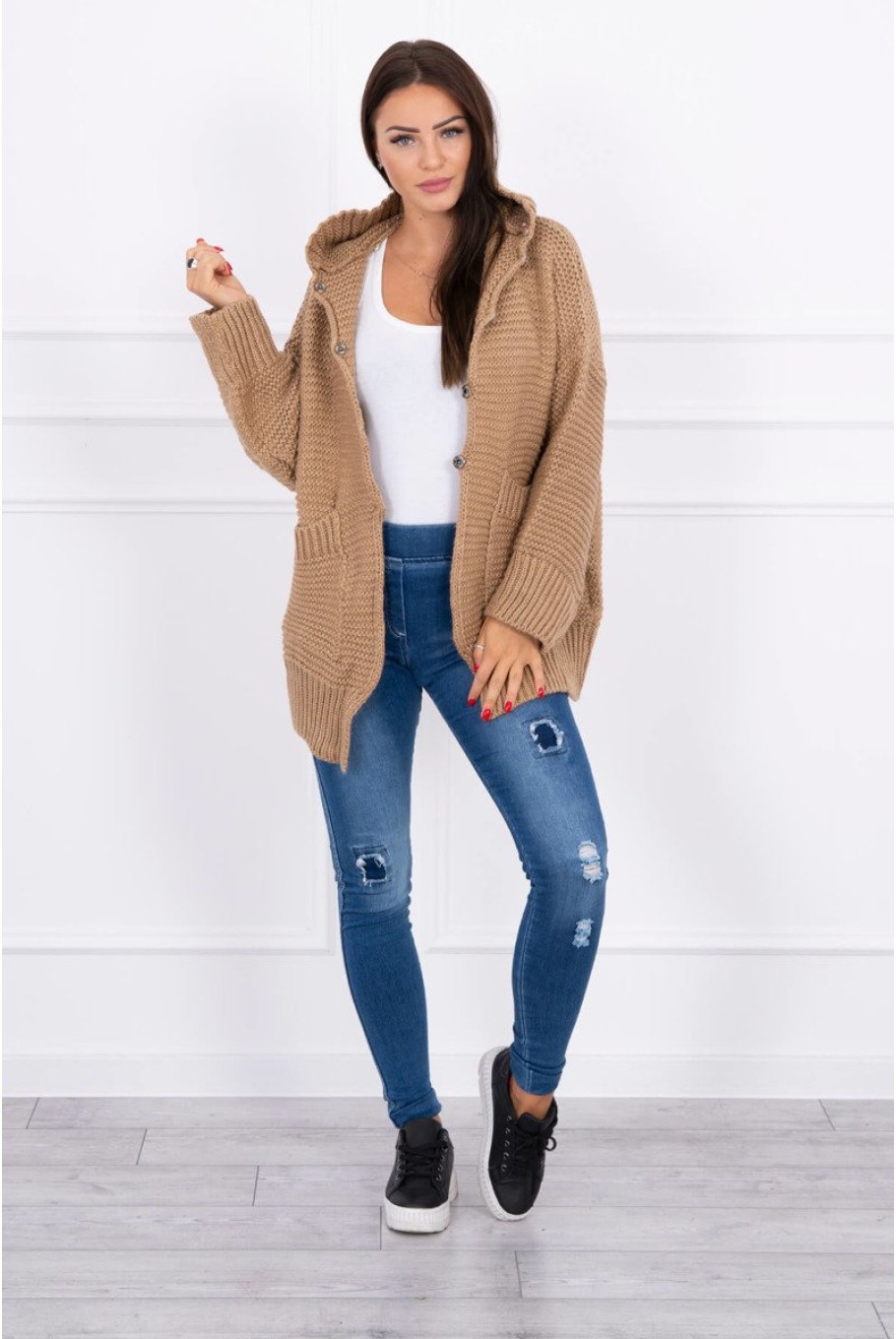 cardigan lana dama cu gluga