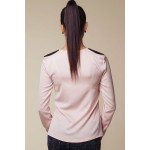 Bluza Ambigate roz cu insertii negre matlasate la nivelul umerilor