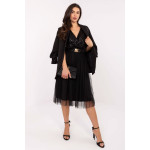 Rochie midi neagra cu paiete si fusta din tull Rochie midi neagra cu paiete si fusta din tull