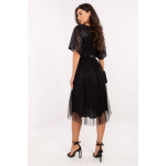 Rochie midi neagra cu paiete si fusta din tull Rochie midi neagra cu paiete si fusta din tull