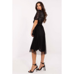 Rochie midi neagra cu paiete si fusta din tull Rochie midi neagra cu paiete si fusta din tull