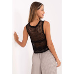 Top Dama Negru Ajurat din Bumbac – Fara Maneci, Stil Boho