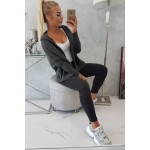 Cardigan casual-sport cu gluga gri-inchis