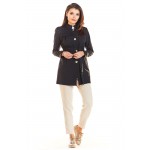 Jacheta neagra stil militar cu guler si butoni Jacheta neagra stil militar cu guler si butoni