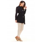 Jacheta neagra stil militar cu guler si butoni Jacheta neagra stil militar cu guler si butoni