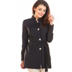 Jacheta neagra stil militar cu guler si butoni Jacheta neagra stil militar cu guler si butoni