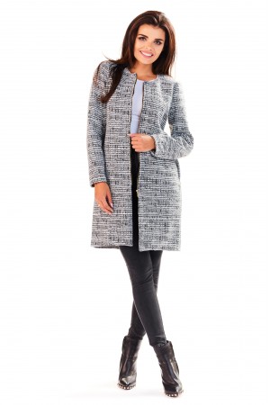 Cardigan de dama gri cu imprimeu si fermoar