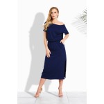 Rochie casual midi cu maneci scurte si buzunare laterale navyblue Rochie casual midi cu maneci scurte si buzunare laterale navyblue