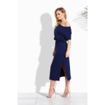 Rochie casual midi cu maneci scurte si buzunare laterale navyblue Rochie casual midi cu maneci scurte si buzunare laterale navyblue