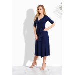 Rochie cu aspect petrecut,buzunare laterale bleumarin Rochie cu aspect petrecut,buzunare laterale bleumarin