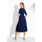 Rochie cu aspect petrecut,buzunare laterale bleumarin Rochie cu aspect petrecut,buzunare laterale bleumarin