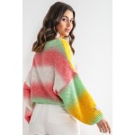 Pulover dama colorat supradimensionat