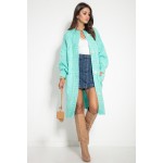 Cardigan lung elegant de dama biscay verde cu nasturi Cardigan lung elegant de dama biscay verde cu nasturi
