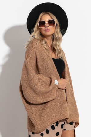 Cardigan carmel tricotat dama supradimensionat F1278-4