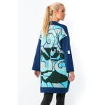 Cardigan albastru tricotat colorat F1481-4