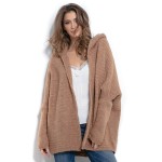 Cardigan de dama tricotat pufos cappuccino
