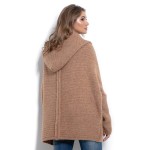 Cardigan de dama tricotat pufos cappuccino