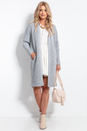 Cardigan clasic cu mâneci lungi,elegant și confortabil gri