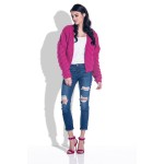 Cardigan scurt cu impletituri tricotate supradimensionate amaranth