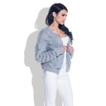 Cardigan scurt cu impletituri tricotate supradimensionate gri
