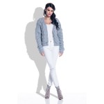 Cardigan scurt cu impletituri tricotate supradimensionate gri