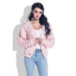 Cardigan scurt cu impletituri tricotate supradimensionate powderpink