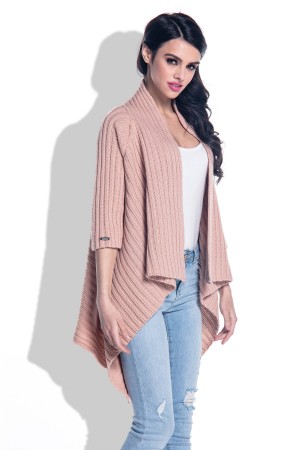 Cardigan cu colturi si maneci trei sferturi apricot