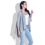 Cardigan cu colturi si maneci trei sferturi gri Cardigan cu colturi si maneci trei sferturi gri