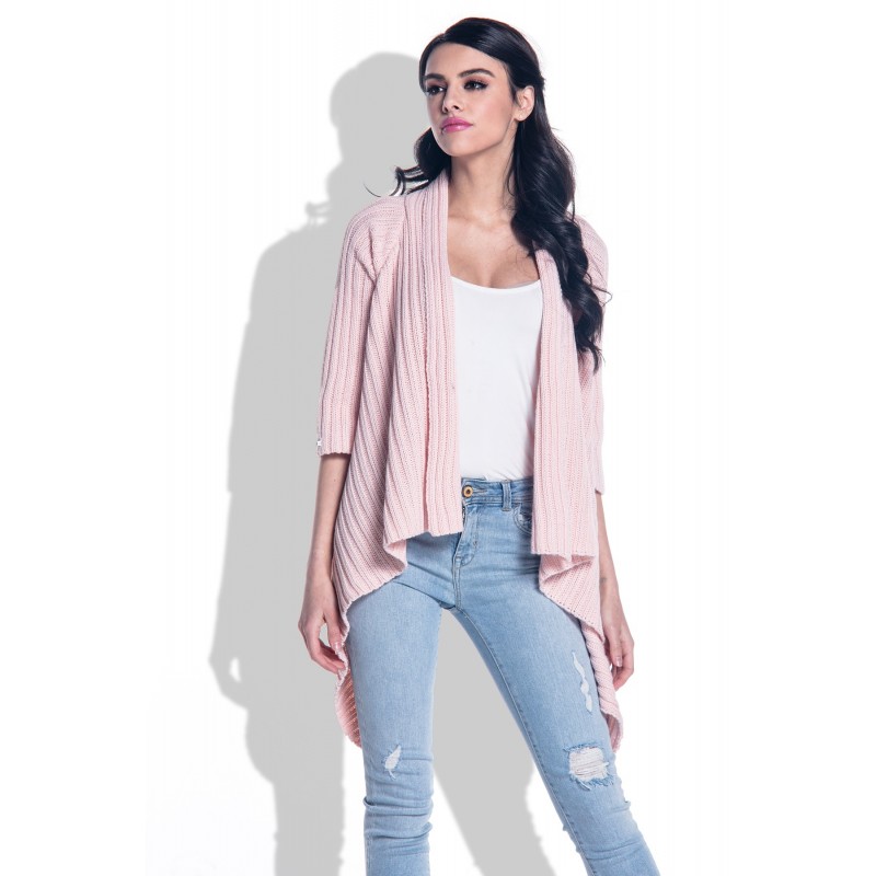 Cardigan cu colturi si maneci trei sferturi pinkpowder