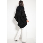 Cardigan lana de alpaca negru tip fluture