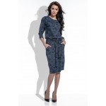 Rochie bleumarin cu imprimeu floral Ariana