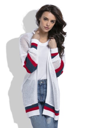 Cardigan de dama alb tip plasa casual-sport