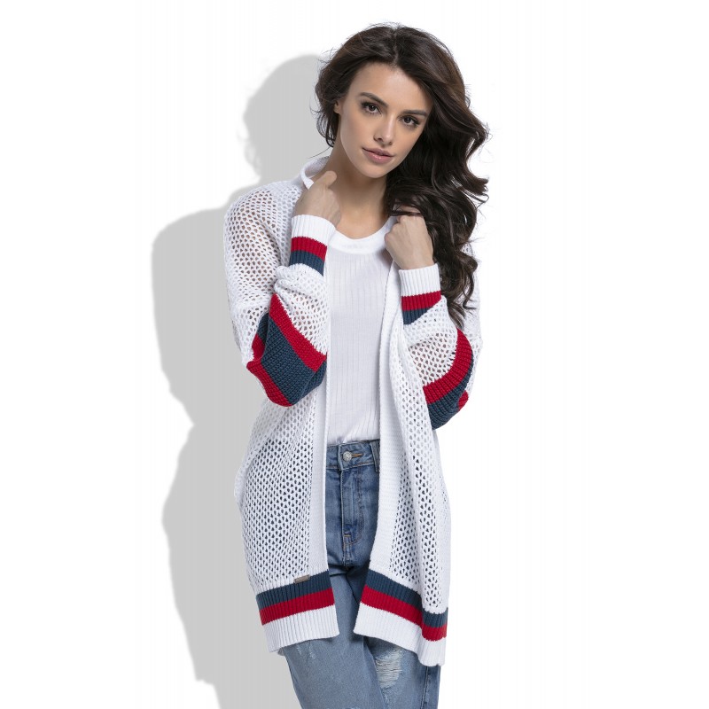 Cardigan de dama alb tip plasa casual-sport
