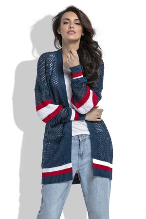 Cardigan de dama bleumarin tip plasa casual-sport