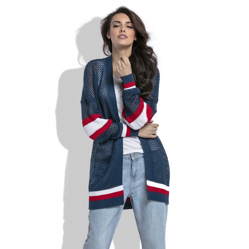 Cardigan de dama bleumarin tip plasa casual-sport