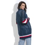 Cardigan de dama bleumarin tip plasa casual-sport