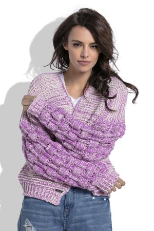 Cardigan mov cu maneci supradimensionate