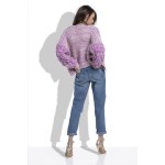 Cardigan mov cu maneci supradimensionate