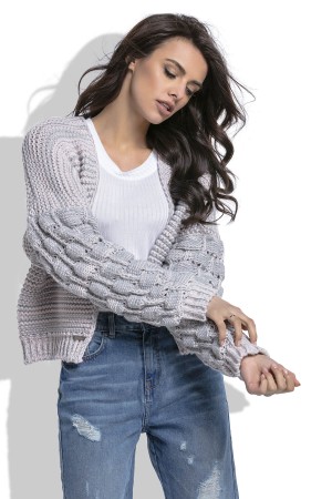 Cardigan turcoaz cu maneci supradimensionate