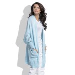 Cardigan de dama skyblue cu model decorativ tricotat