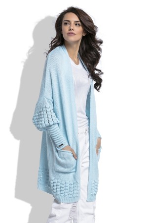 Cardigan de dama skyblue cu model decorativ tricotat