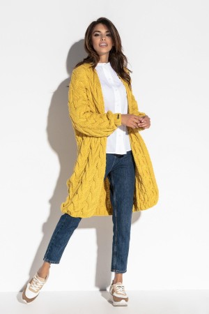 Cardigan lung supradimensionat galben