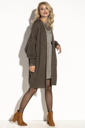 Cardigan cu maneci bufante espresso