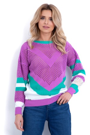 Pulover dama colorat cu decupaje decorative F629-2