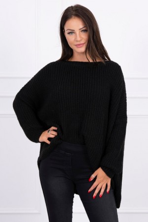 Pulover negru supradimensionat tricotat