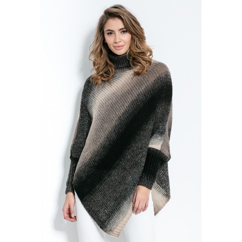 Poncho elegant tip helanca in doua culori cappucino