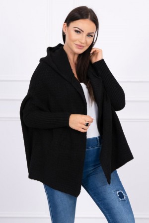 Cardigan dama tricotat cu maneci lungi si gluga
