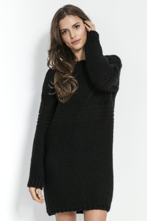 Rochie tricotata neagra din lana Alpaca si Lana