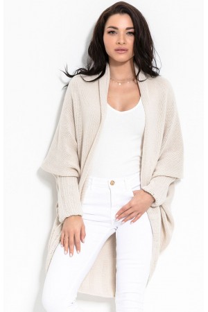 Cardigan de dama elegant cu margini rotunjite bej
